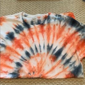 Dark blue and red tie-dye shirt